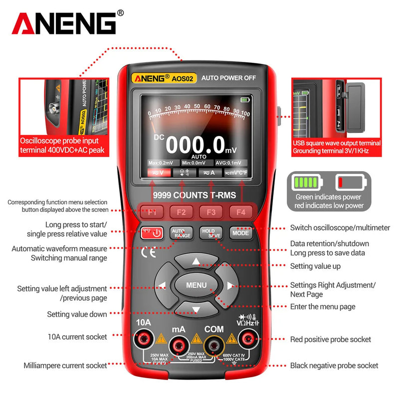 Oscilloscope multimeter ANENG AOS02 Digital 48MS