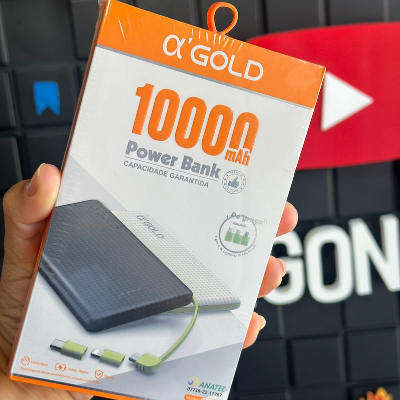 Bateria portátil Pawer Bank da GOLD 10000mAh  linha Prime