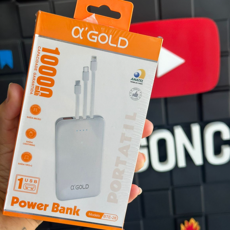 Bateria Portátil GOLD premium 10000mAh Pawer Bank